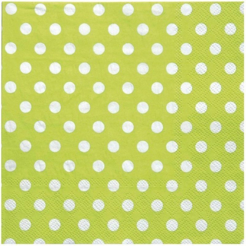 Serviette à pois vert (x20)