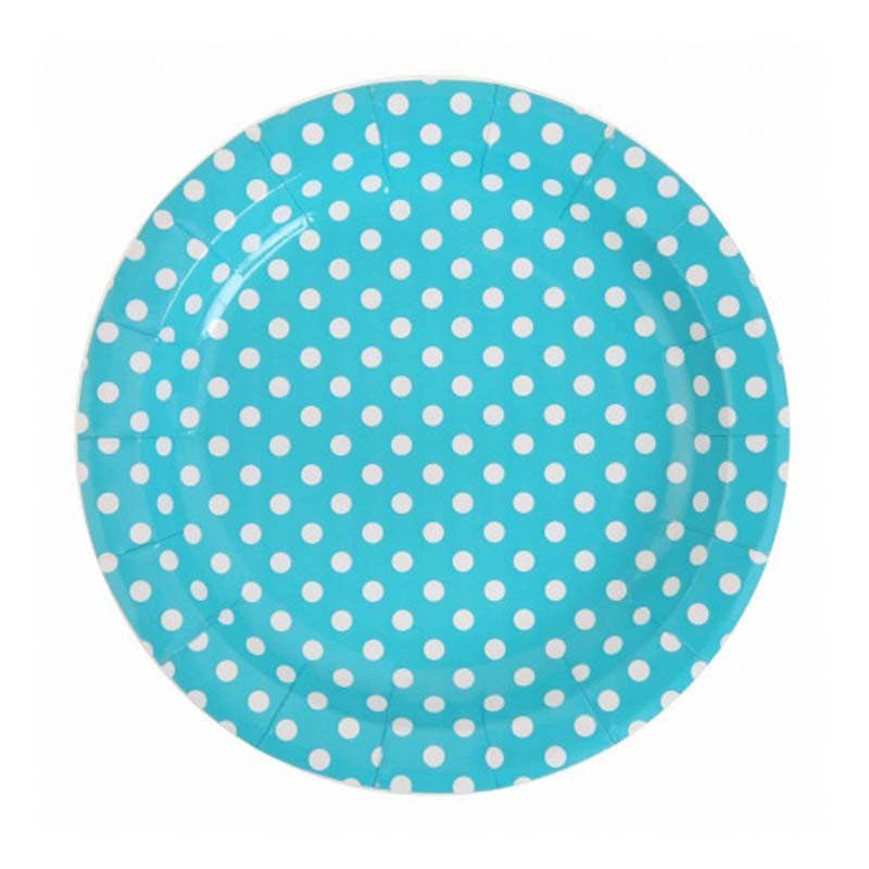 Assiettes à pois turquoise (x10) Assiettes à pois turquoise (x10)