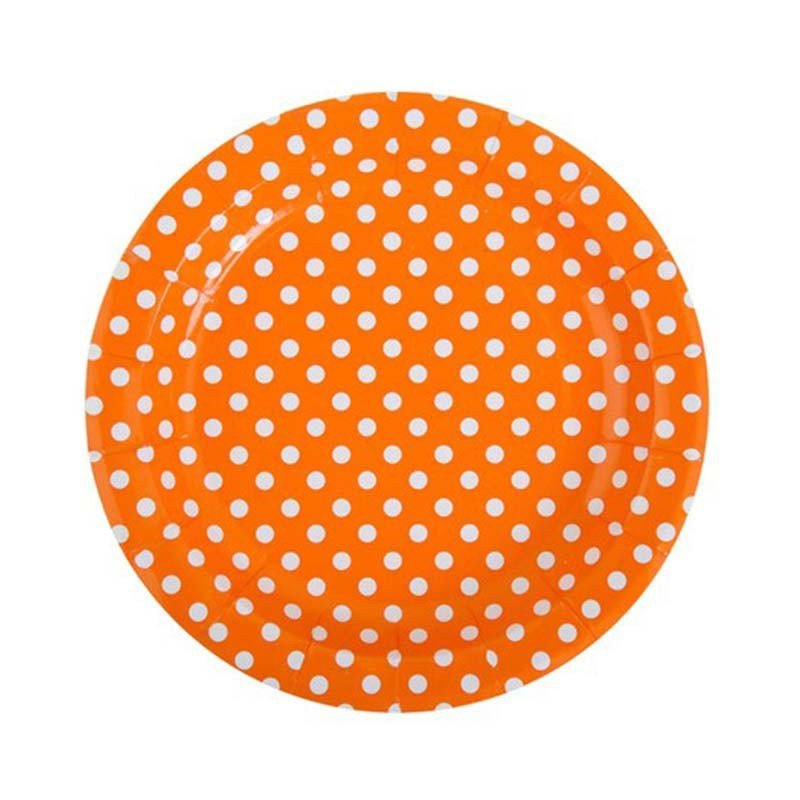Assiettes à pois orange (x10) Assiettes à pois orange (x10)