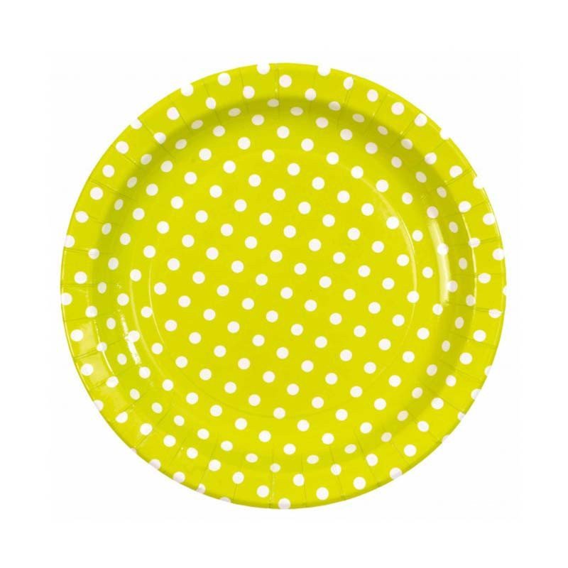 Assiettes à pois vert (x10)
