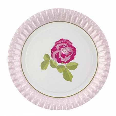 Assiette vintage rose (x8)