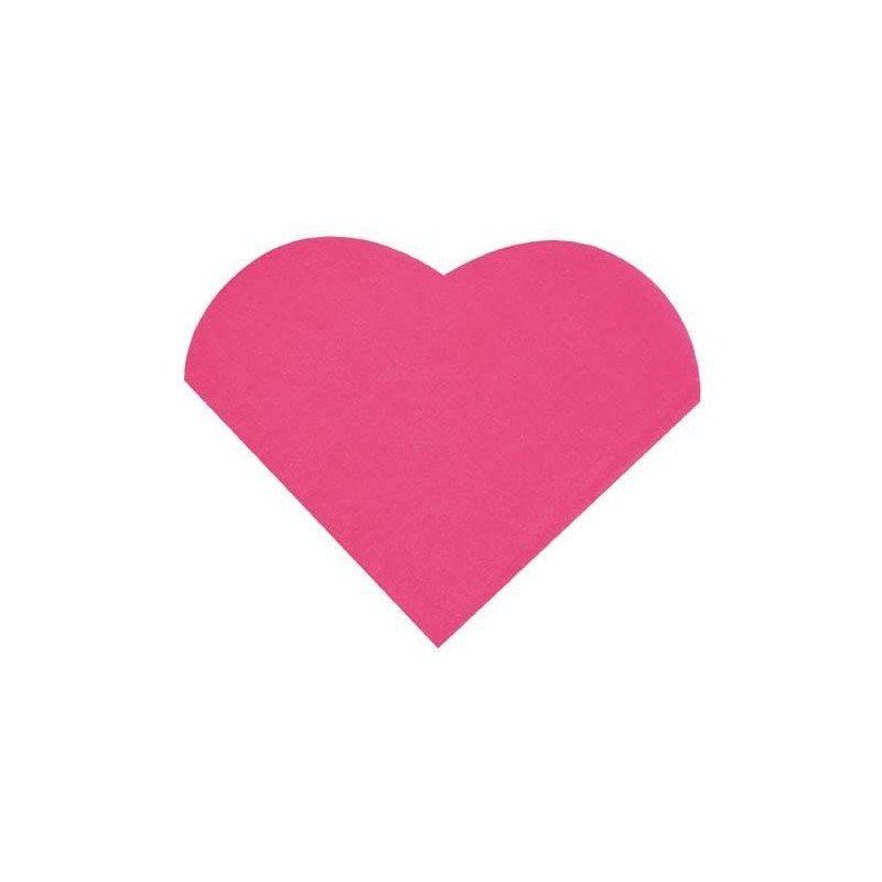 Serviettes forme cœur fuchsia 12 cm (x20) Serviettes forme cœur fuchsia 12 cm (x20)