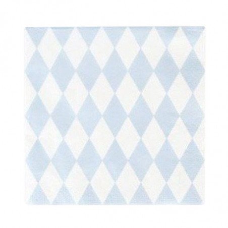 Serviettes tendres losanges bleu ciel (20)