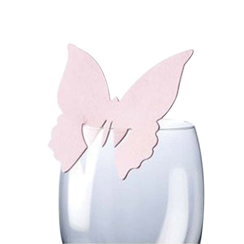 Marque place papillon rose pâle (x10) Marque place papillon rose pâle (x10)