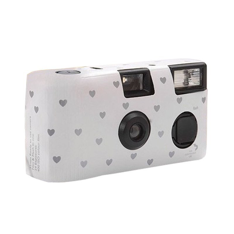 Appareil photo jetable blanc motif cœur Appareil photo jetable blanc motif cœur