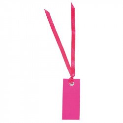 Marque place rectangle ruban fuchsia (x12)