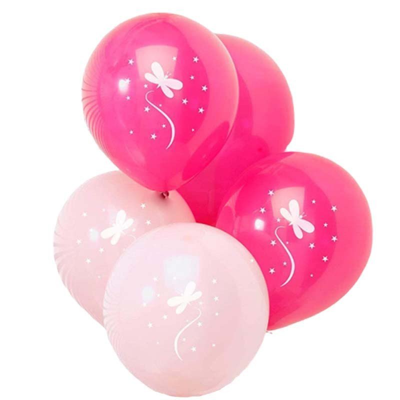 Ballons roses pales et fushias avec motif papillon blanc (x8) Ballons roses pales et fushias avec motif papillon blanc (x8)