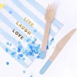 Couverts en bois avec bout bleu (x18)