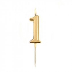 Bougie chiffre 1 Or