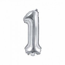 Ballons chiffres 1 argent -35 cm