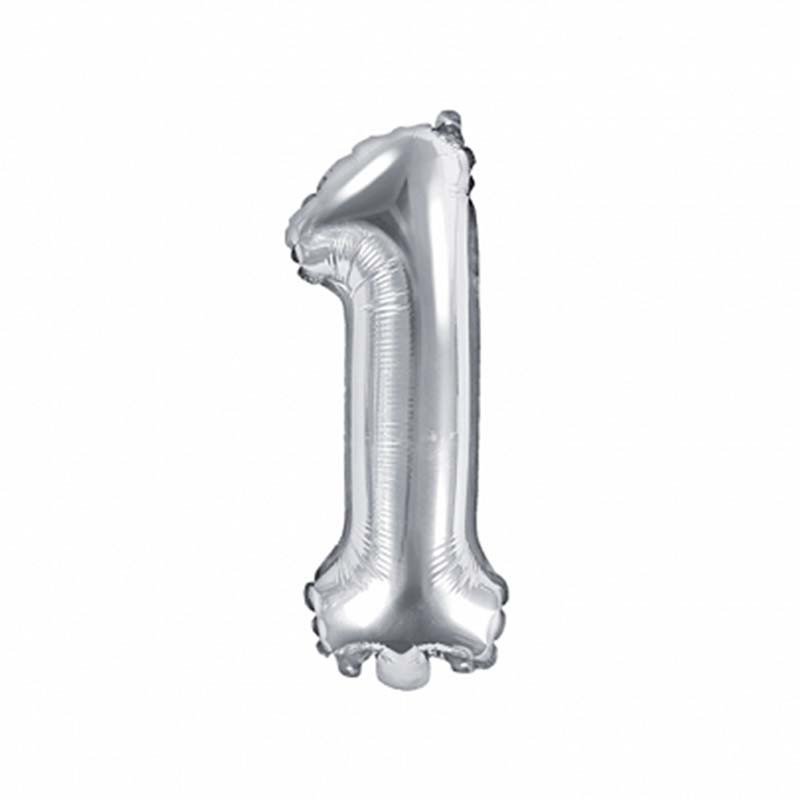 Ballons chiffres 1 argent -35 cm