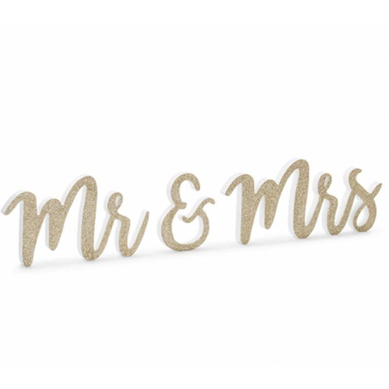 Inscription en bois "Mr & Mrs" dorée Inscription en bois "Mr & Mrs" dorée