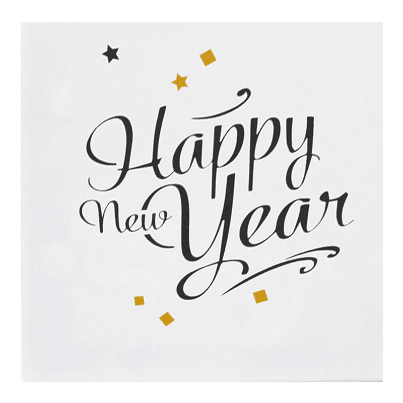 Serviettes blanches Happy New Year (x20) Serviettes blanches Happy New Year (x20)