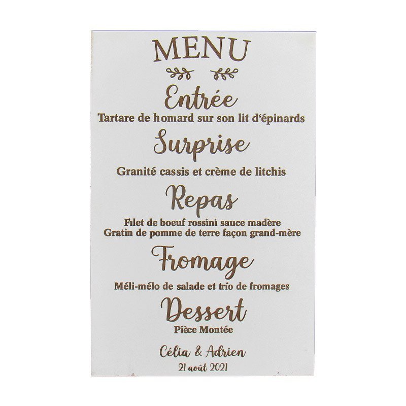 Menu de mariage en bois Botanic Menu de mariage en bois Botanic