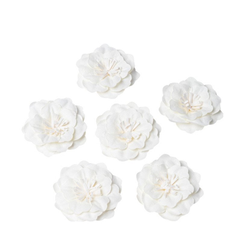 Fleurs adhésives papier ivoire - 5 cm (x6) Fleurs adhésives papier ivoire - 5 cm (x6)