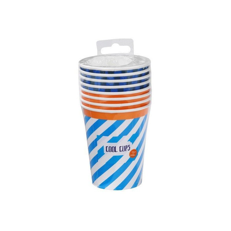 Gobelets bleus rayures sous emballage (x8) Gobelets bleus rayures sous emballage (x8)