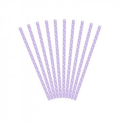 Pailles à pois retro Lilas (x25)