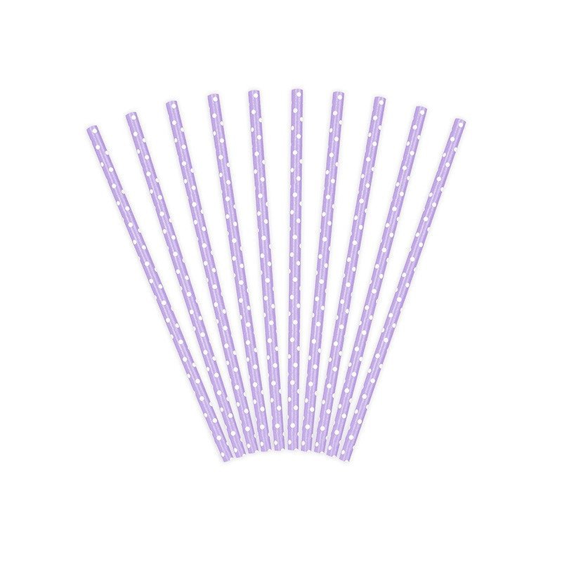 Pailles à pois retro Lilas (x25)
