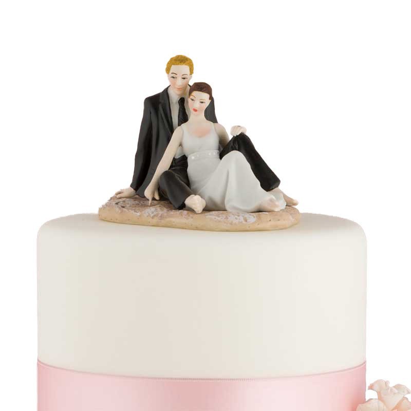 Figurine Couple romantique assis sur le sable Figurine Couple romantique assis sur le sable