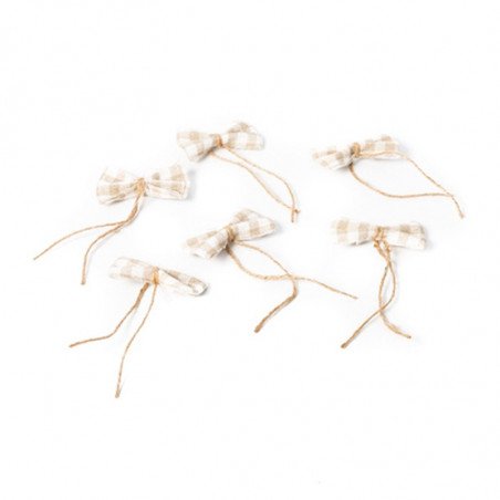 Noeuds Vichy en lin + ficelle (x6)
