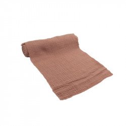 Chemin de table gaze de coton vieux rose de 3 mètres