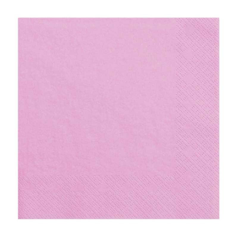 Serviettes unies rose (x20) 