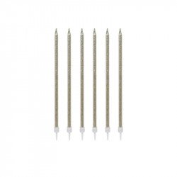Bougies géantes paillettes dorées (x6)