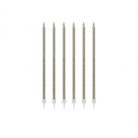 Bougies géantes paillettes dorées (x6)