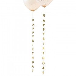 Queues de ballons "Happy Birthday" Or (x5)