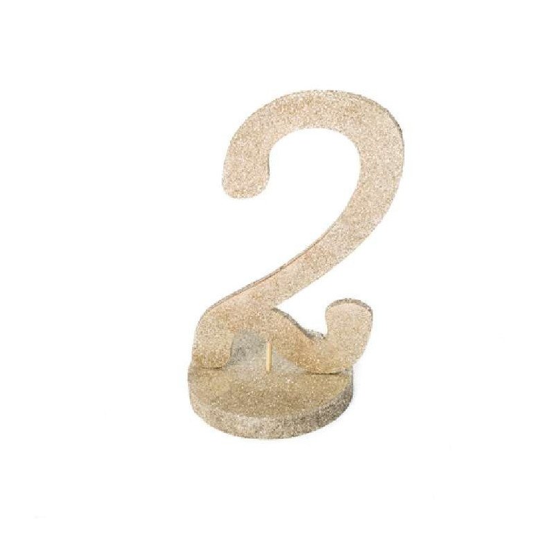 Marque table chiffre paillette champagne sur socle 0