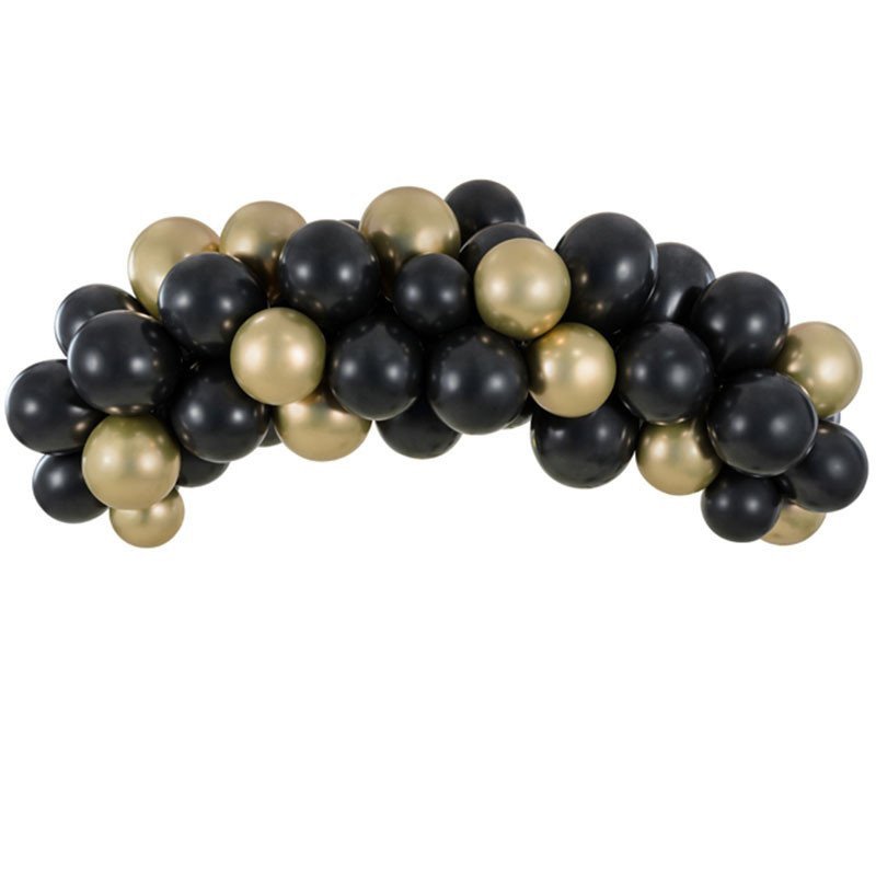 Guirlande de 60 ballons Noire et Doré- 2M