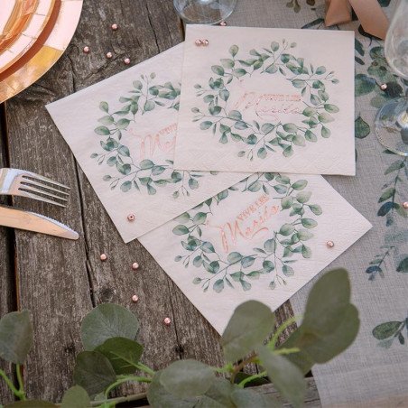 Serviettes Anniversaire Design Eucalyptus - Lot De 40 - Décoration De Table Festive Pour Fête, Mariage, Dîner