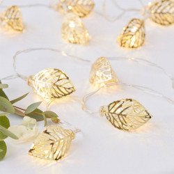 Guirlande lumineuse feuilles dorées - 1,50M