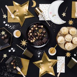 Assiettes noires à liseré doré (x6)
