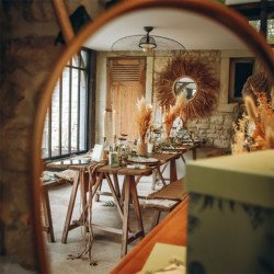 Photophore en verre et cannage