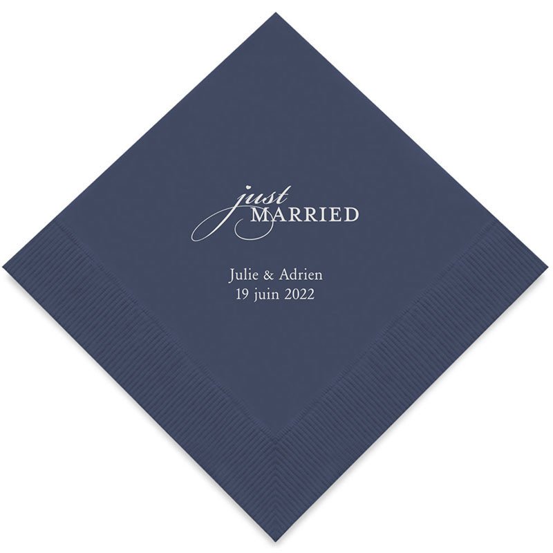 Serviettes Personnalisées Just Married (x50)