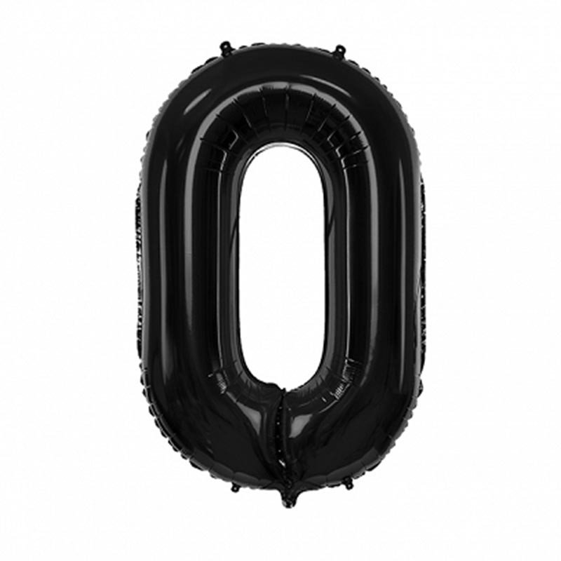 Ballon Chiffre 0 mylar noir - 86 cm Ballon Chiffre 0 mylar noir - 86 cm