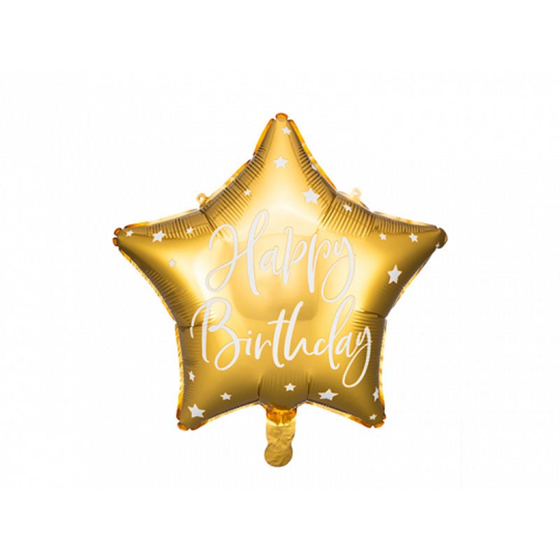 Ballon étoile dorée "Happy Birthday"
