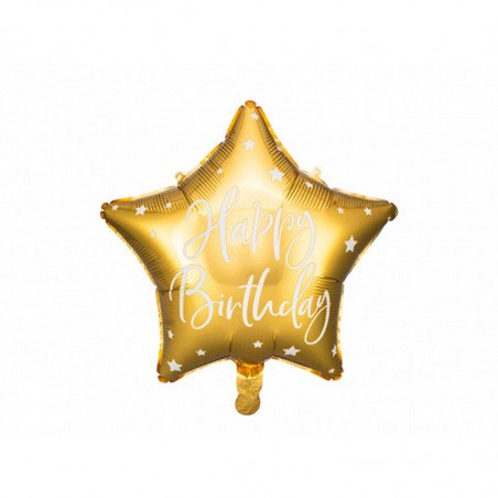 Ballon étoile dorée "Happy Birthday"