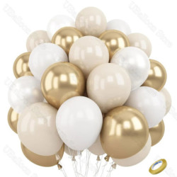 40 pièces ballons en Latex de sable blanc 10 pouces Boho sable blanc métal Chrome or ballons pour anniversaire...