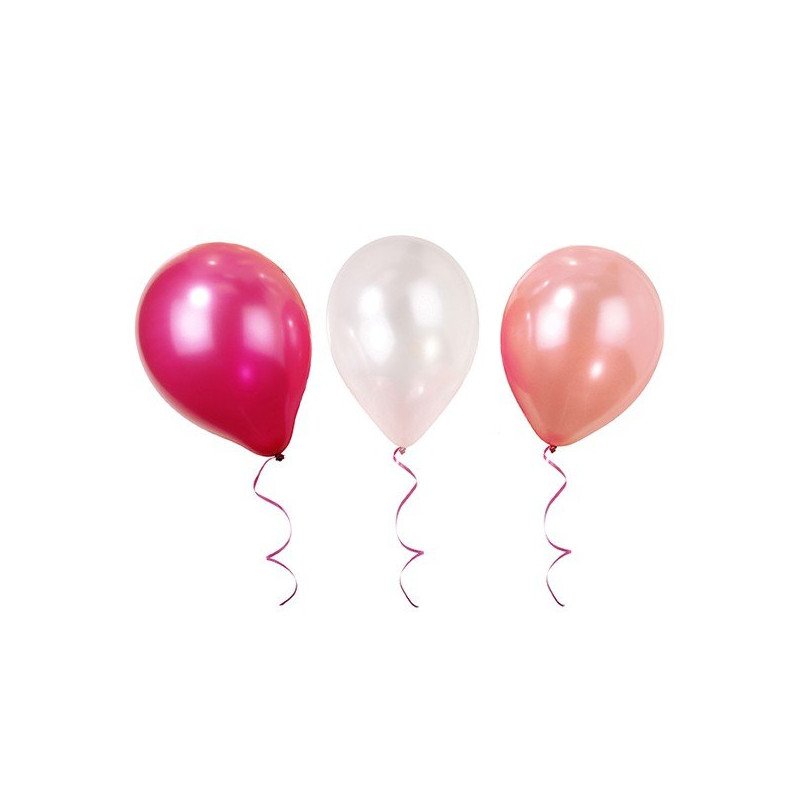 Ballons fushia, blanc et rose (x12) Ballons fushia, blanc et rose (x12)