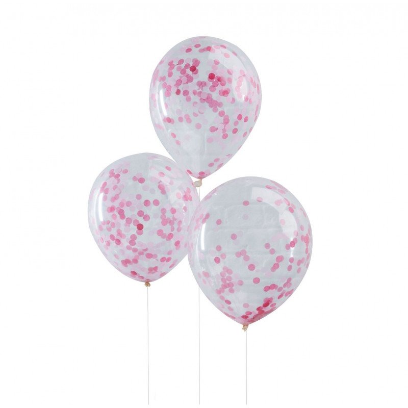 Ballons transparents confettis glitter rose (x5) Ballons transparents confettis glitter rose (x5)