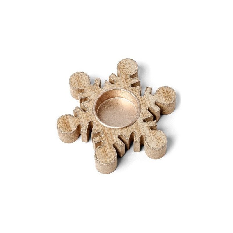 Bougeoir Flocons Bois Contour Paillete Cuivre - 11.5cm Bougeoir Flocons Bois Contour Paillete Cuivre - 11.5cm