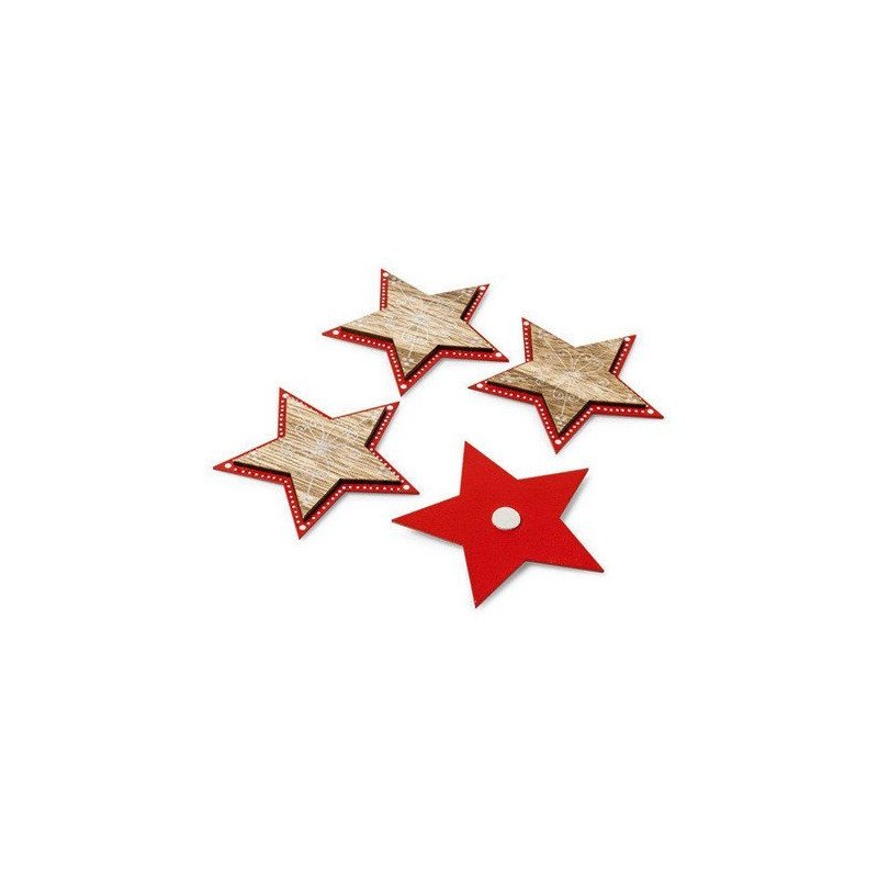 4 Etoiles Bois adhésives rouge à pois 4 Etoiles Bois adhésives rouge à pois