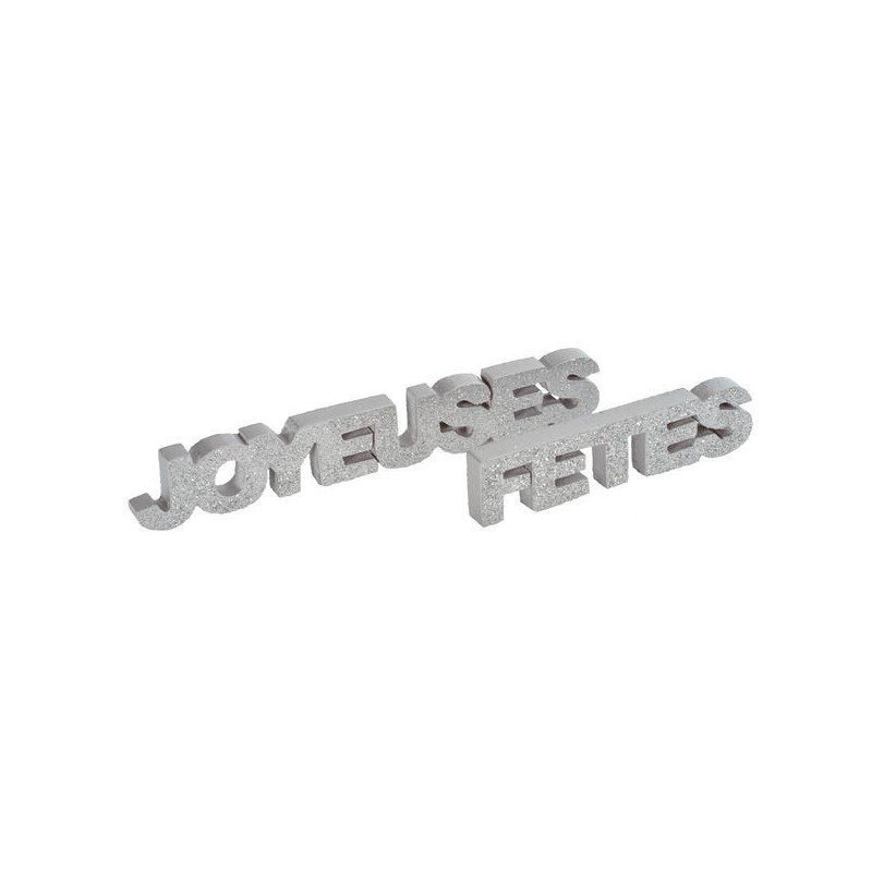 Lettres "Joyeuses fêtes" en bois et paillettes Lettres "Joyeuses fêtes" en bois et paillettes