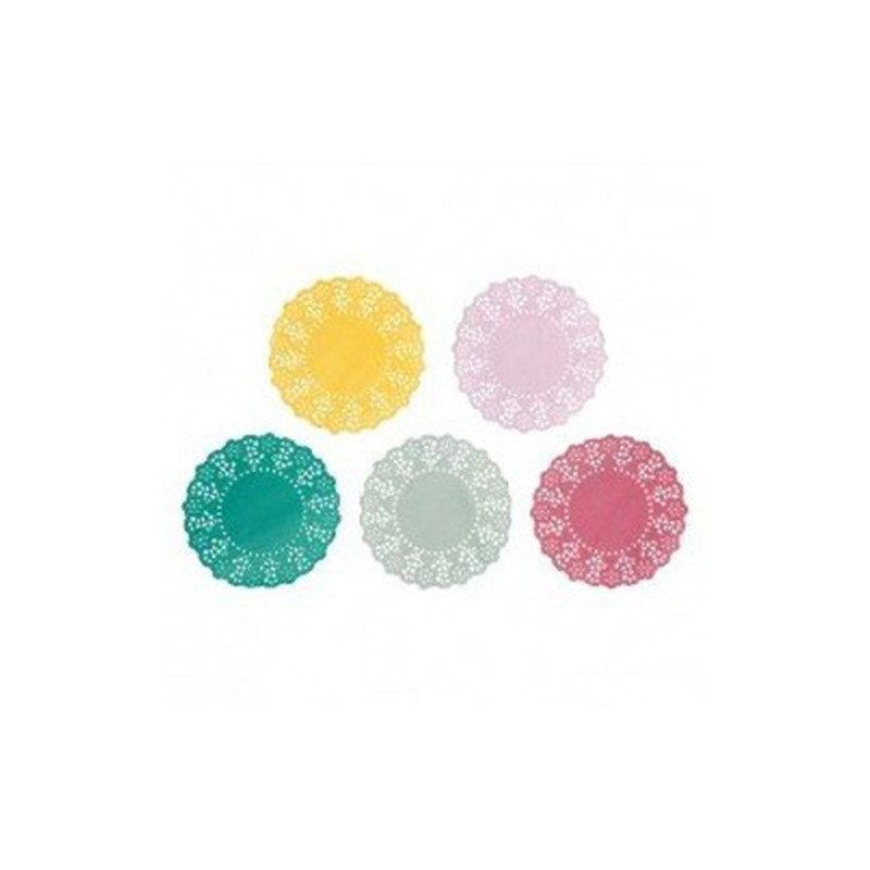 Napperons 5 couleurs jaune, rose, vert, gris, fuchsia (x100) Napperons 5 couleurs jaune, rose, vert, gris, fuchsia (x100)