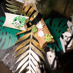 Feuilles tropicales verte et dorée (x6)