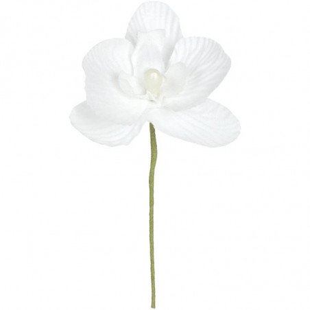 fleurs en tissu blanc avec tige (x6)
