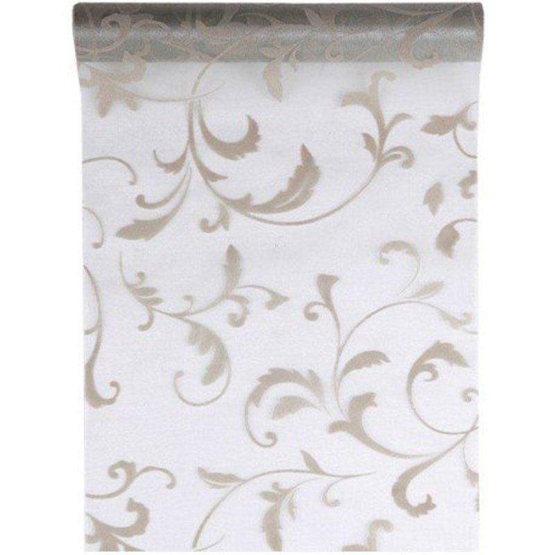 Chemin de table arabesque argent - 5 mètres Chemin de table arabesque argent - 5 mètres