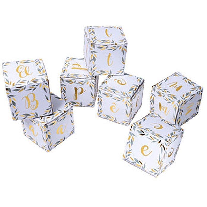 Cubes déco feuillage "Baptême" (x7) Cubes déco feuillage "Baptême" (x7)